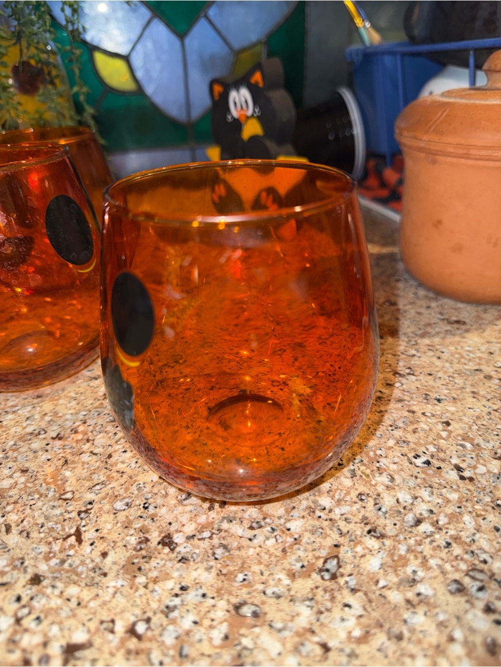 Set of 5 Orange Halloween Jack-O'-Lantern Glasses - Picture 9 of 9